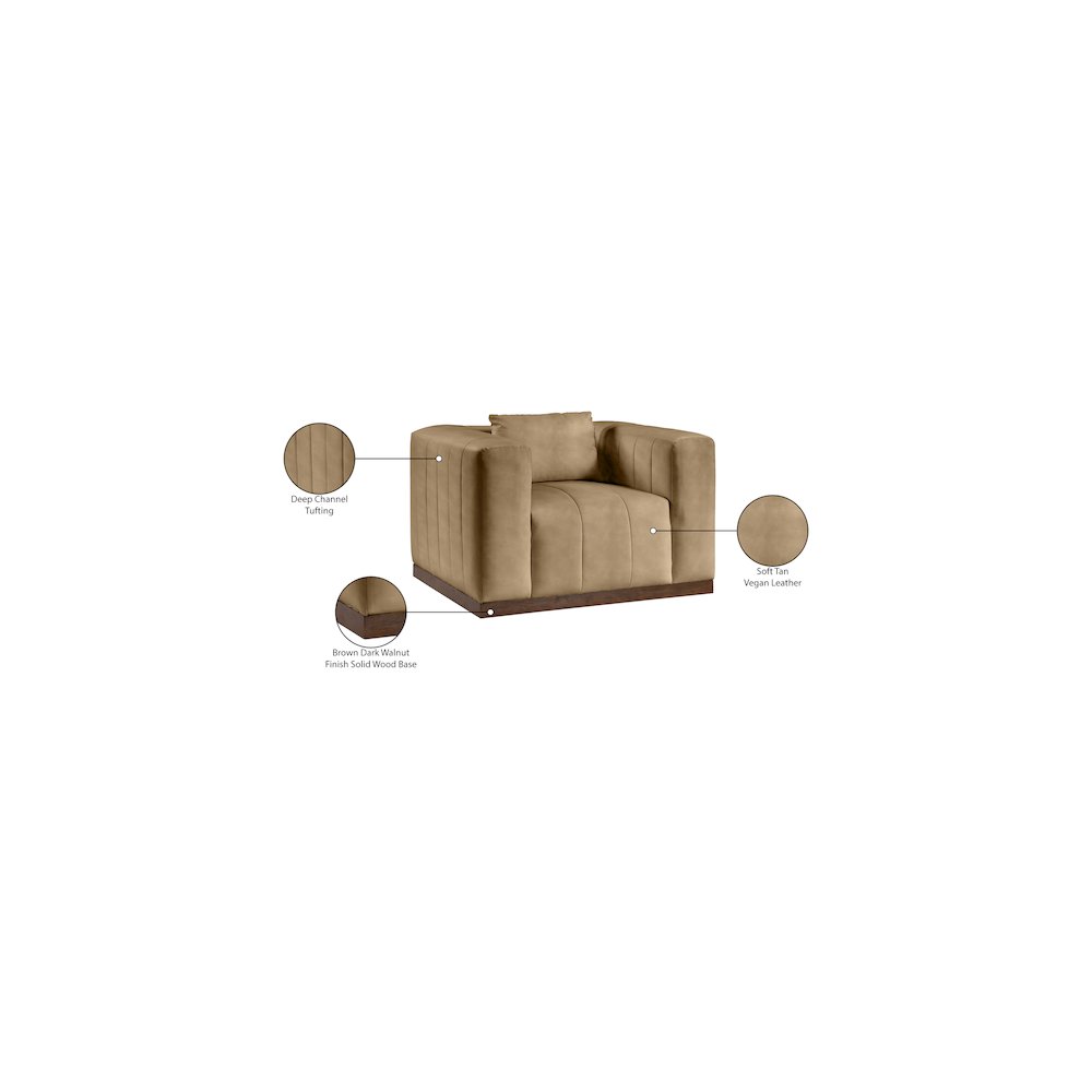 Mallina Tan Vegan Leather Chair. Picture 8