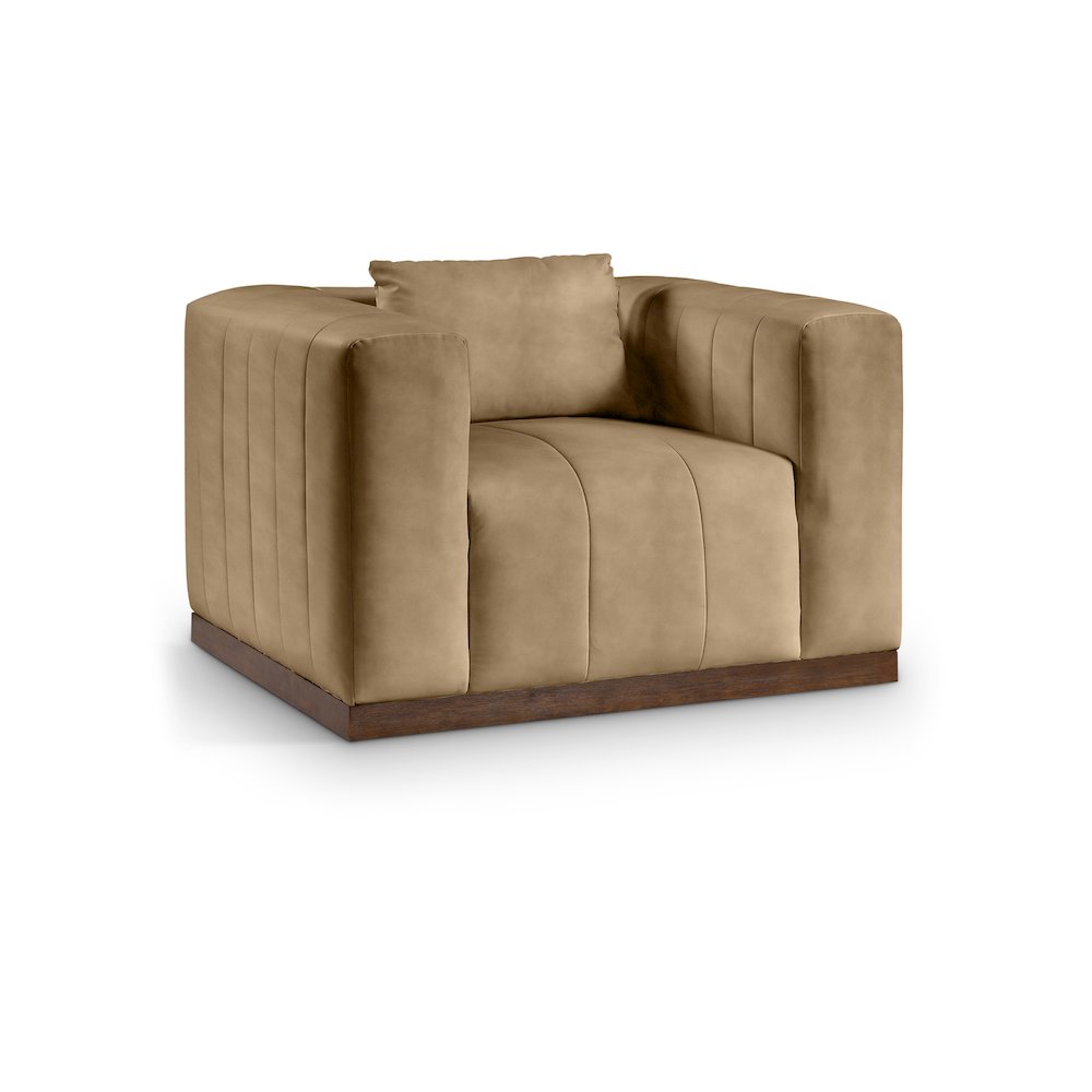 Mallina Tan Vegan Leather Chair. Picture 1