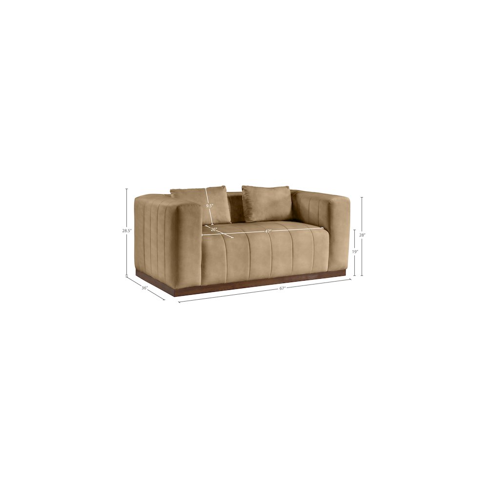 Mallina Tan Vegan Leather Loveseat. Picture 7