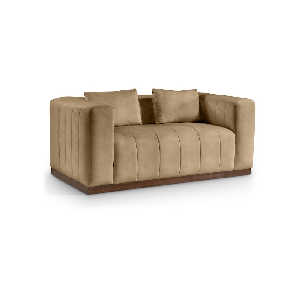 Mallina Tan Vegan Leather Loveseat. Picture 1
