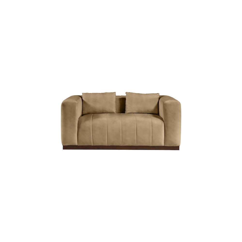 Mallina Tan Vegan Leather Loveseat. Picture 3