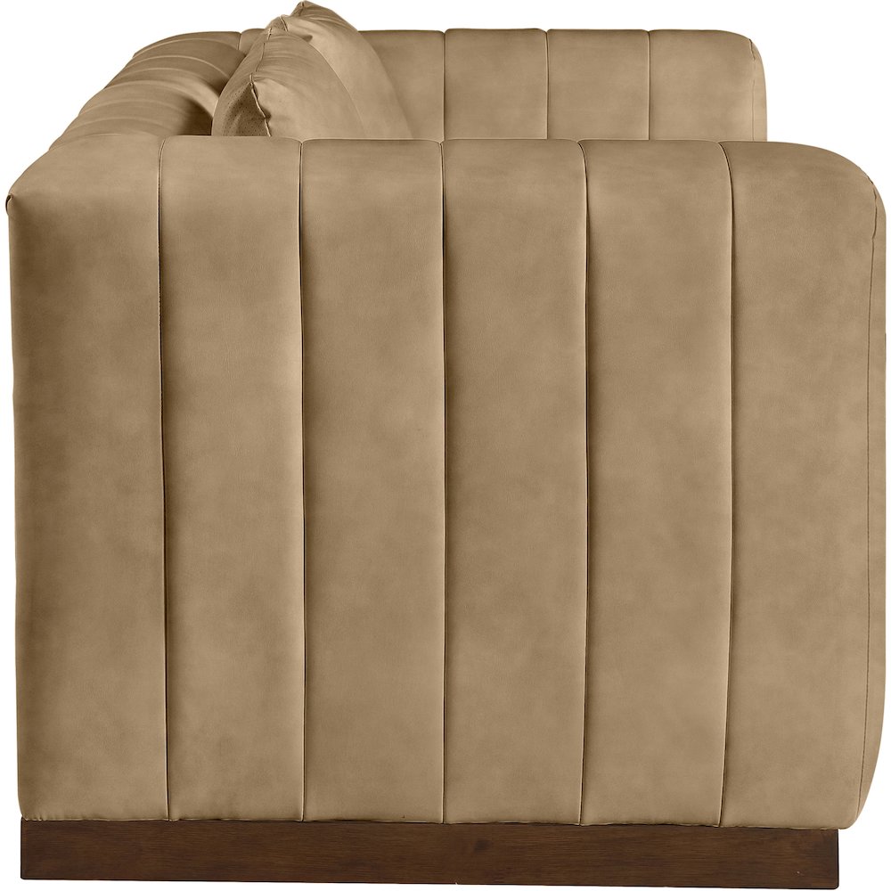 Mallina Tan Vegan Leather Loveseat. Picture 4