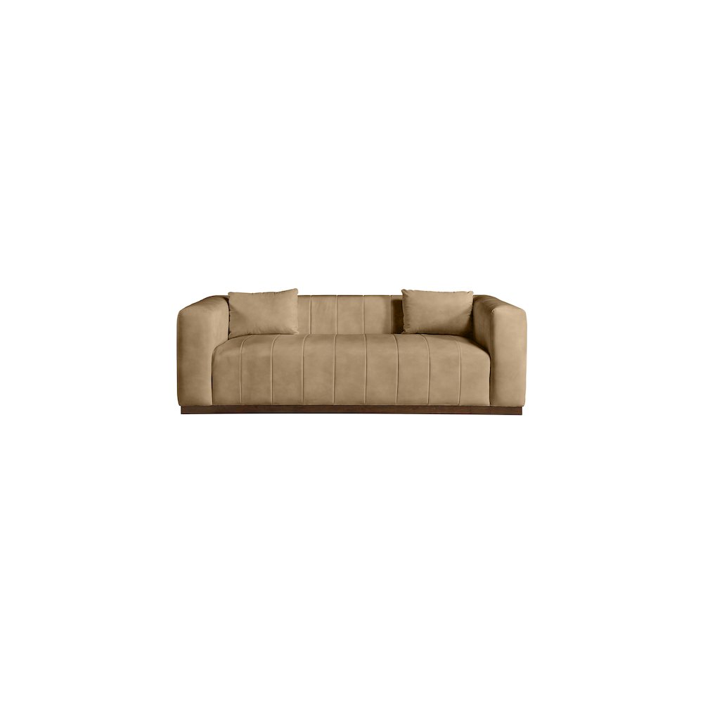 Mallina Tan Vegan Leather Sofa. Picture 3