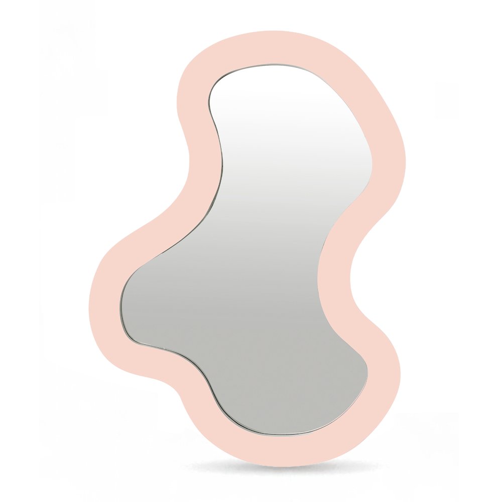Oblique Pink Iron Frame Mirror. Picture 1