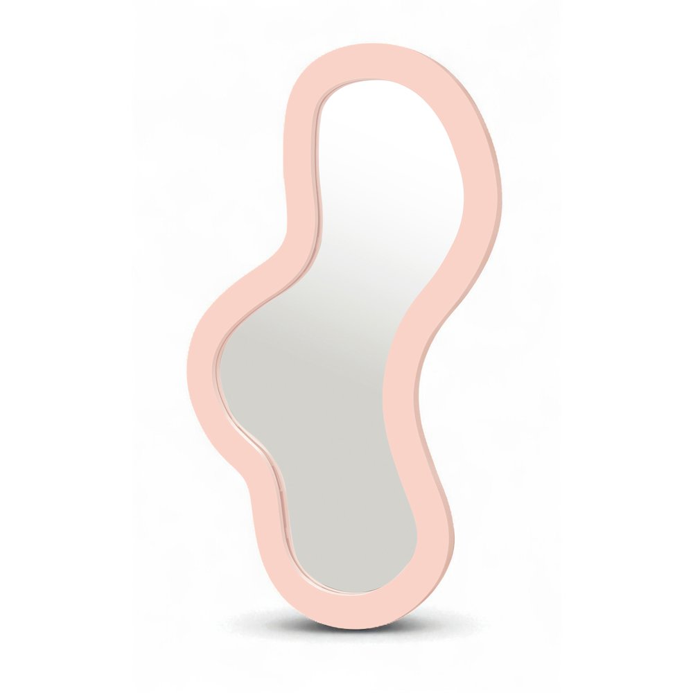 Oblique Pink Iron Frame Mirror. Picture 1