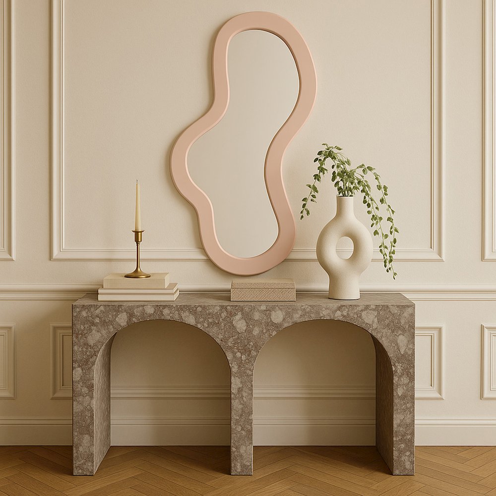 Oblique Pink Iron Frame Mirror. Picture 7