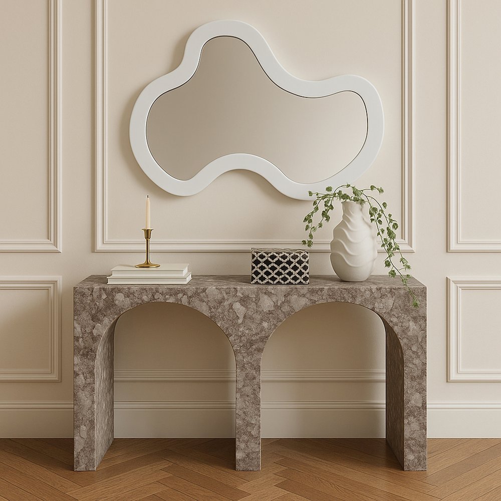 Oblique White Iron Frame Mirror. Picture 7