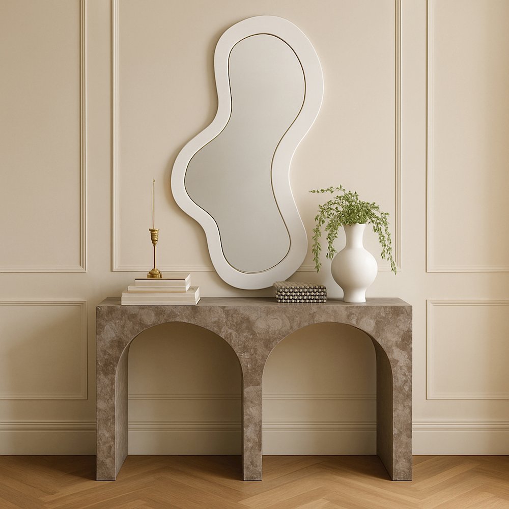Oblique White Iron Frame Mirror. Picture 7