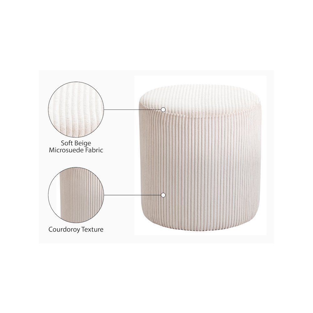 Roy Beige Microsuede Fabric Ottoman/Stool. Picture 7