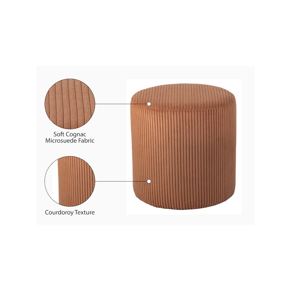Roy Cognac Microsuede Fabric Ottoman/Stool. Picture 7