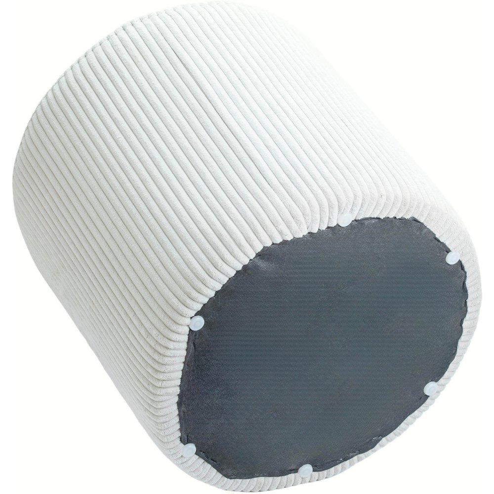 Roy Cream Microsuede Fabric Ottoman/Stool. Picture 4