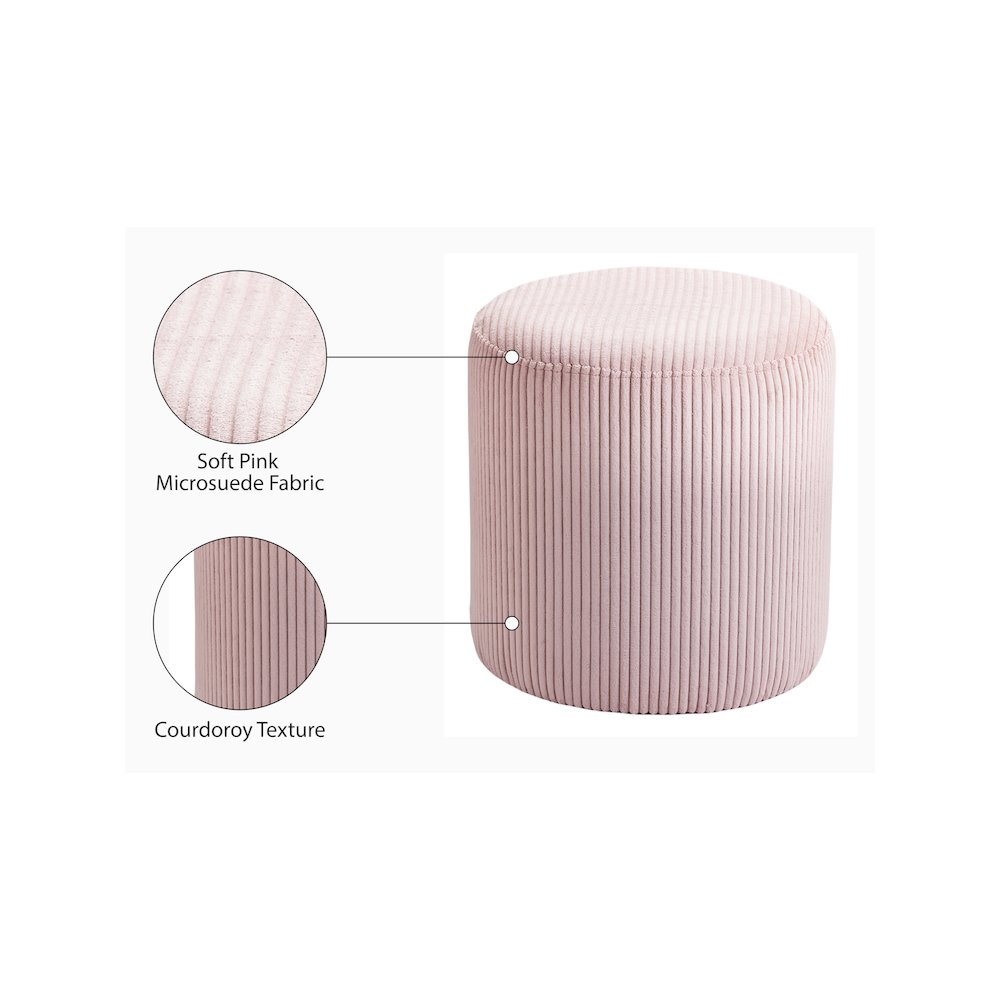 Roy Pink Microsuede Fabric Ottoman/Stool. Picture 7
