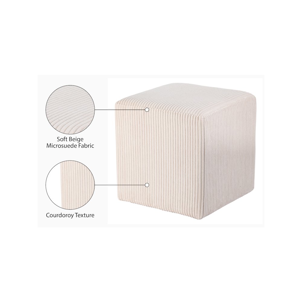 Roy Beige Microsuede Fabric Ottoman/Stool. Picture 8