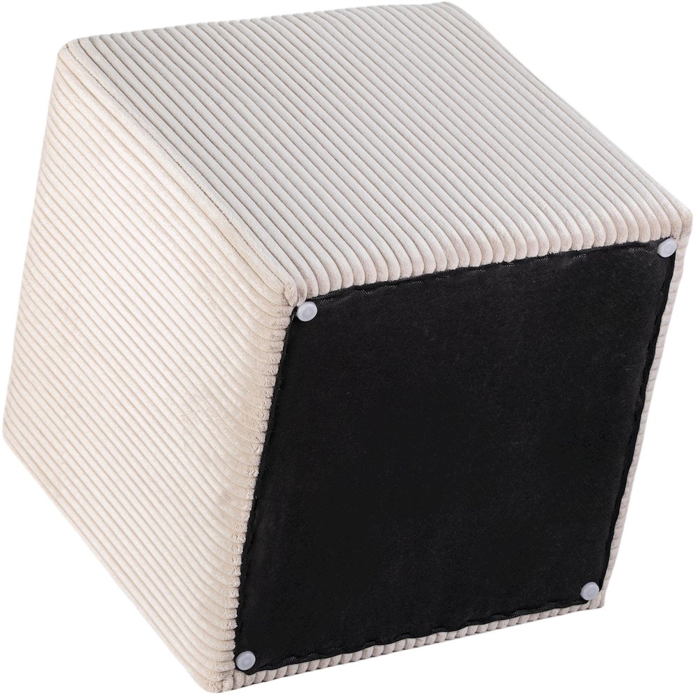 Roy Beige Microsuede Fabric Ottoman/Stool. Picture 6