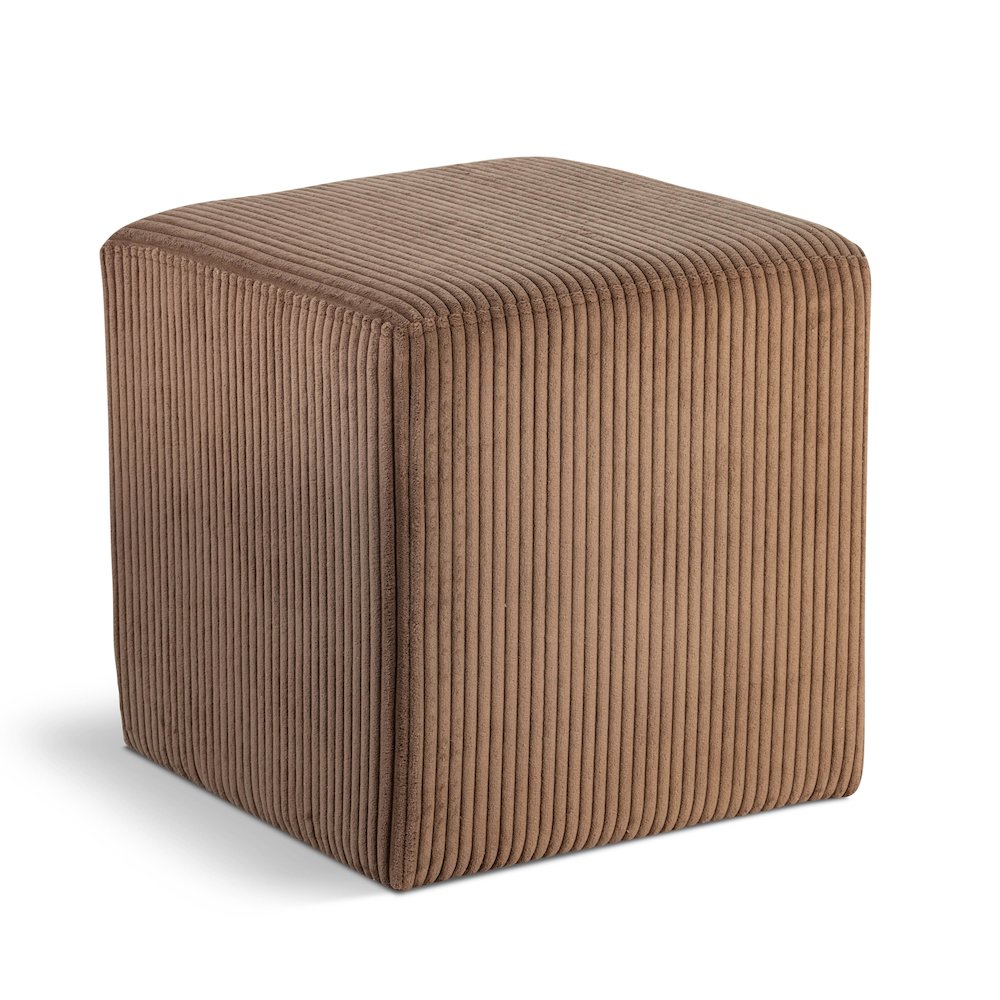 Roy Brown Microsuede Fabric Ottoman/Stool. Picture 1