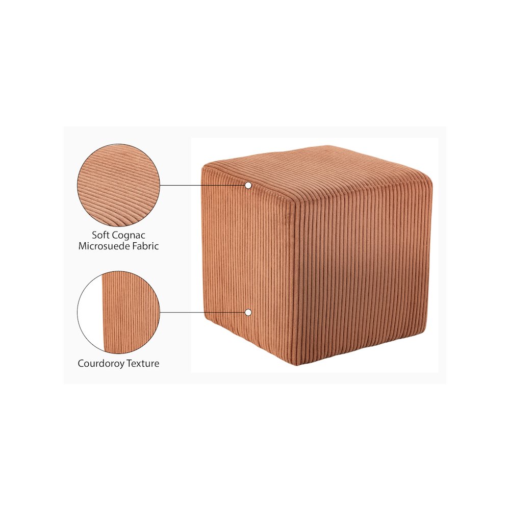 Roy Cognac Microsuede Fabric Ottoman/Stool. Picture 8