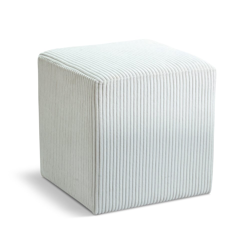 Roy Cream Microsuede Fabric Ottoman/Stool. Picture 1