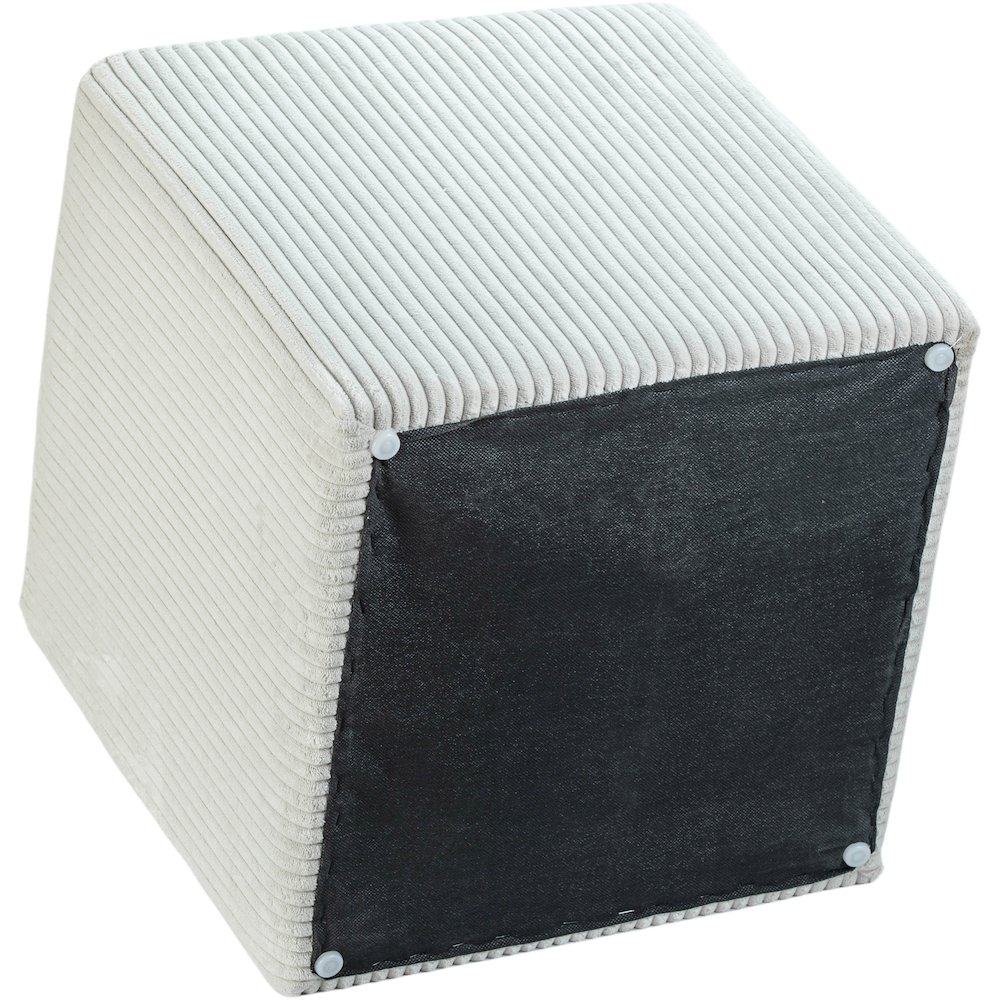 Roy Cream Microsuede Fabric Ottoman/Stool. Picture 6