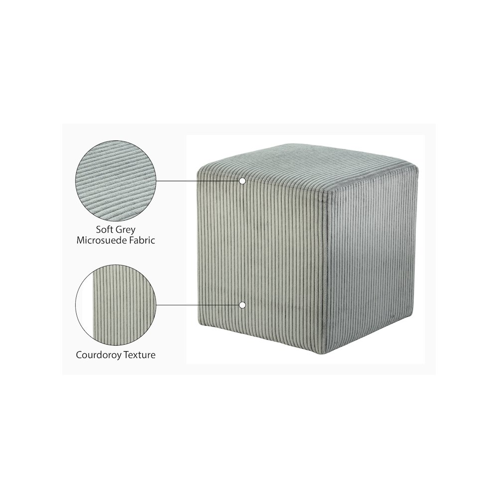 Roy Grey Microsuede Fabric Ottoman/Stool. Picture 8