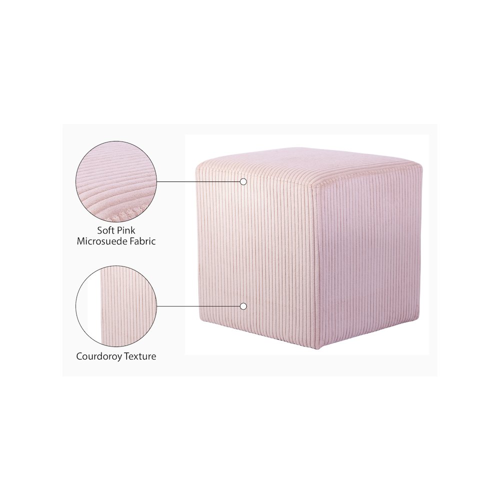 Roy Pink Microsuede Fabric Ottoman/Stool. Picture 8