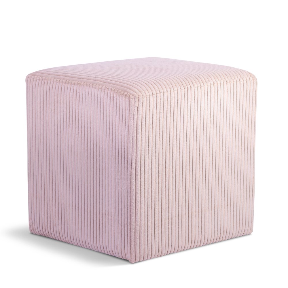 Roy Pink Microsuede Fabric Ottoman/Stool. Picture 1