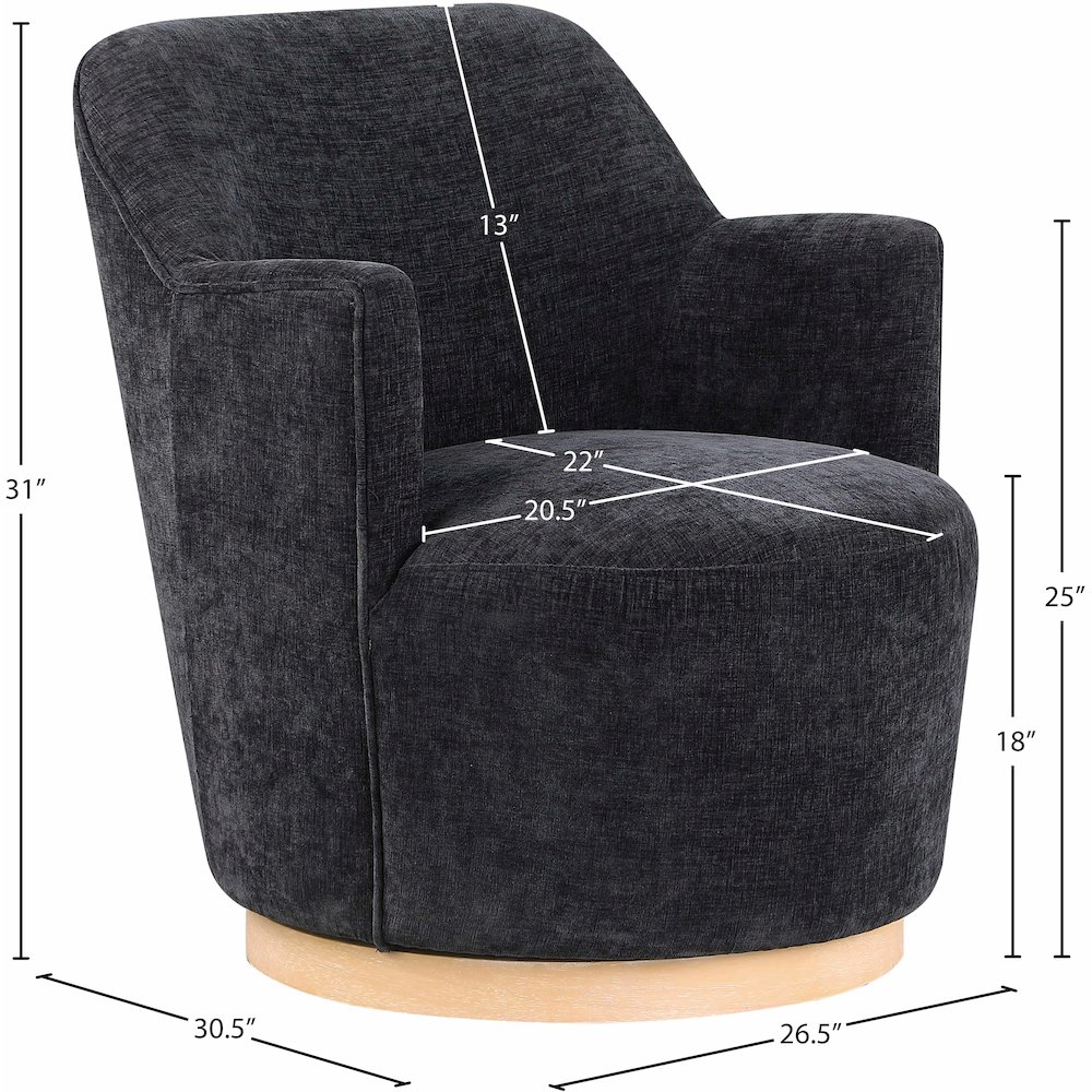 Clarita Black Chenille Fabric Swivel Accent Chair. Picture 7