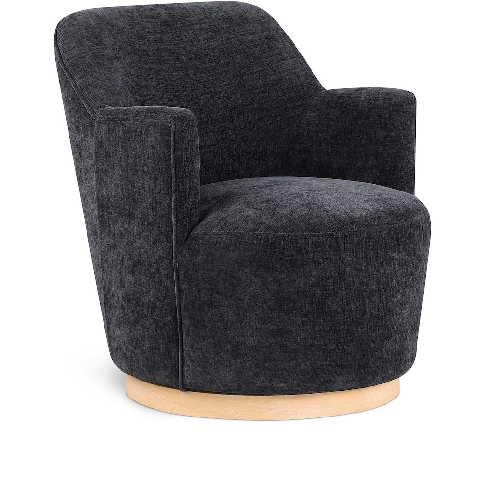 Clarita Black Chenille Fabric Swivel Accent Chair. Picture 1
