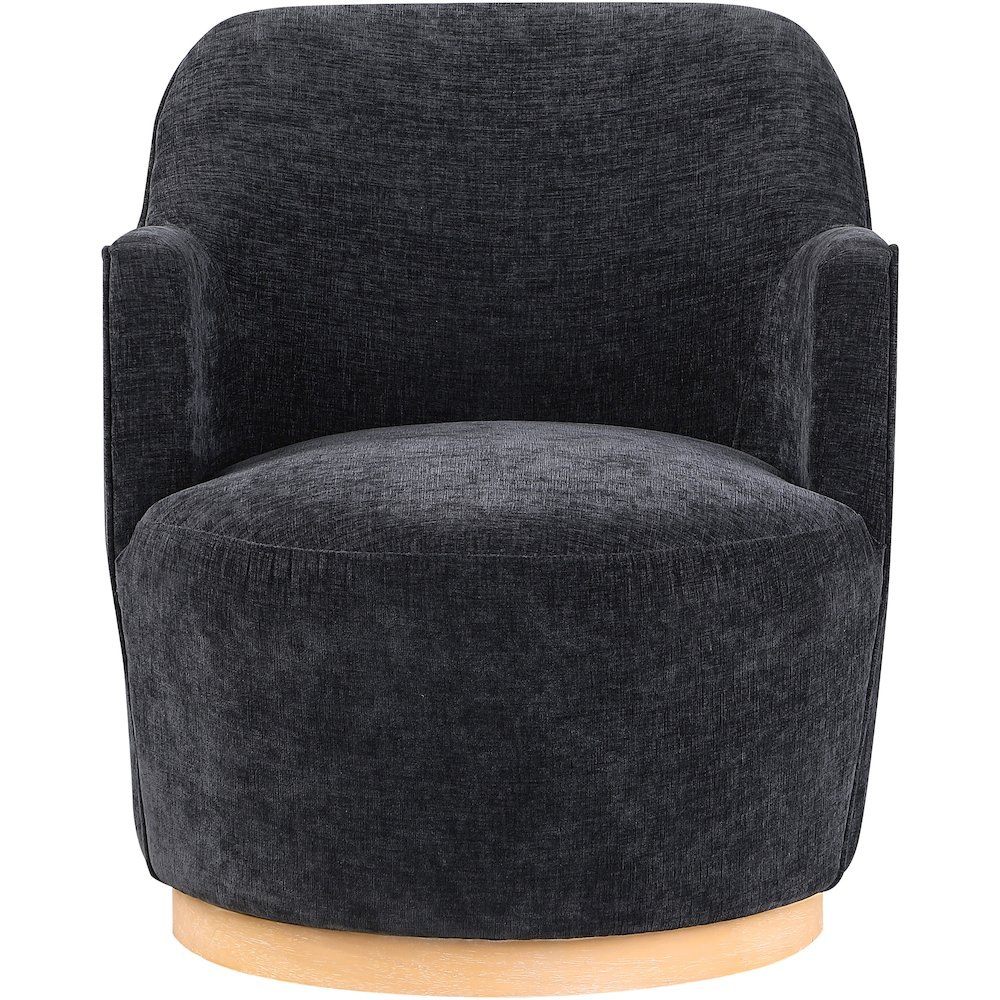 Clarita Black Chenille Fabric Swivel Accent Chair. Picture 3