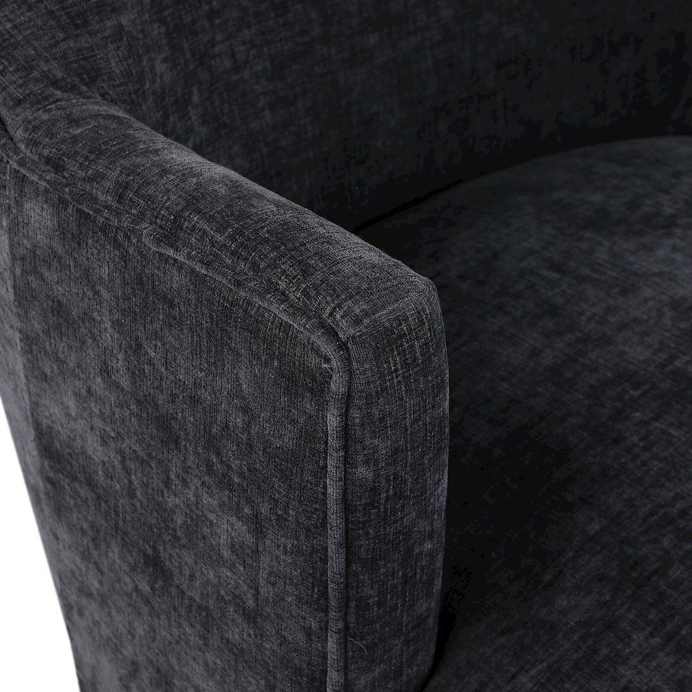 Clarita Black Chenille Fabric Swivel Accent Chair. Picture 6