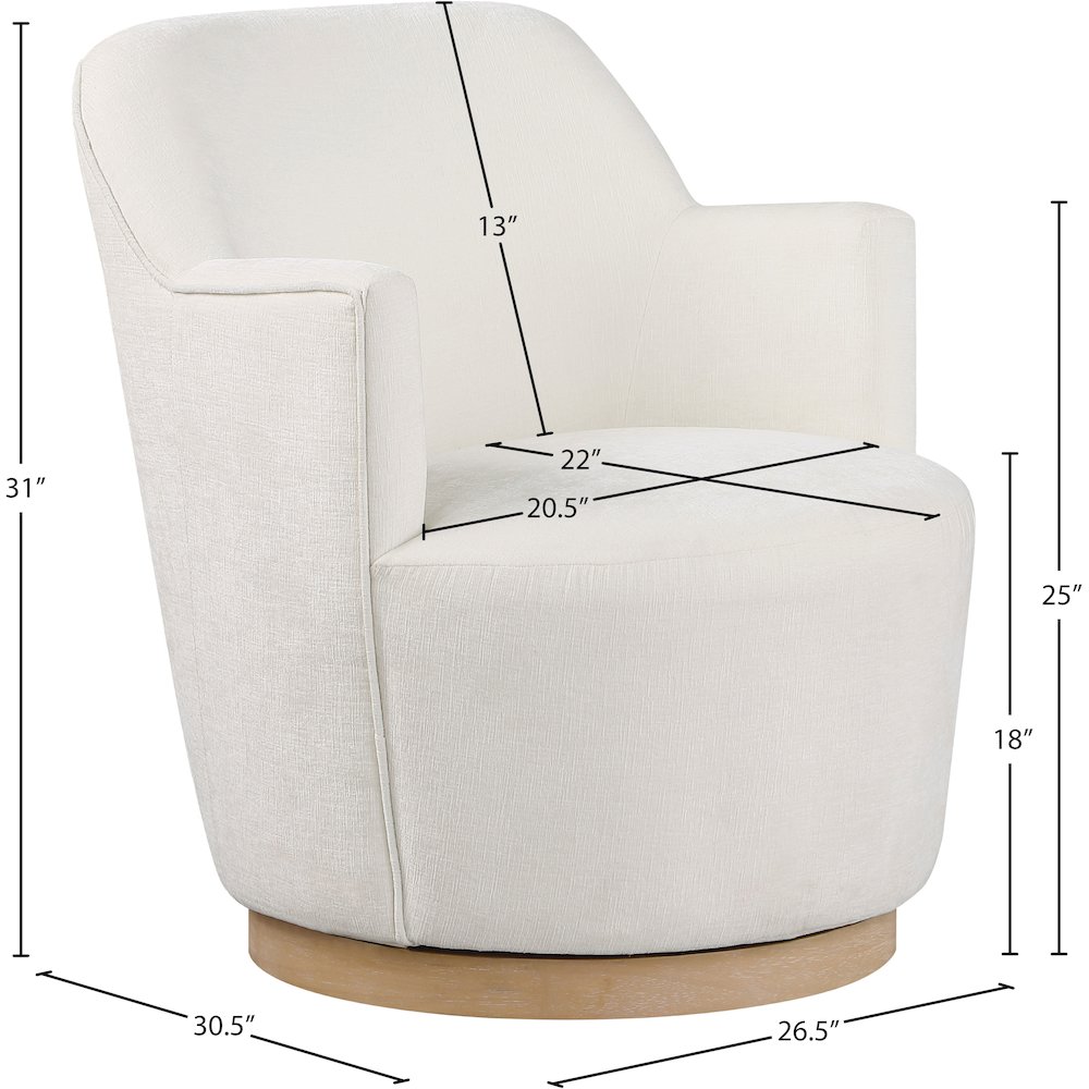 Clarita Cream Chenille Fabric Swivel Accent Chair. Picture 7