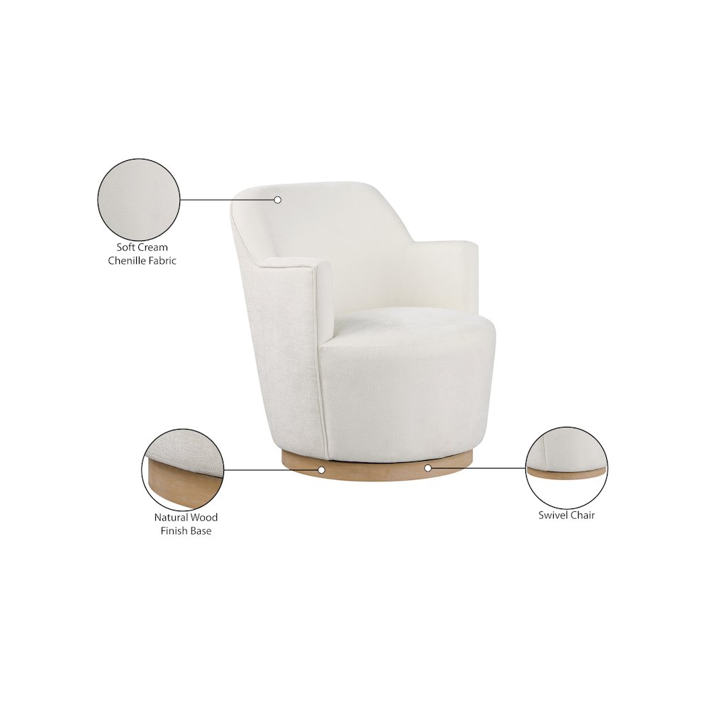 Clarita Cream Chenille Fabric Swivel Accent Chair. Picture 8