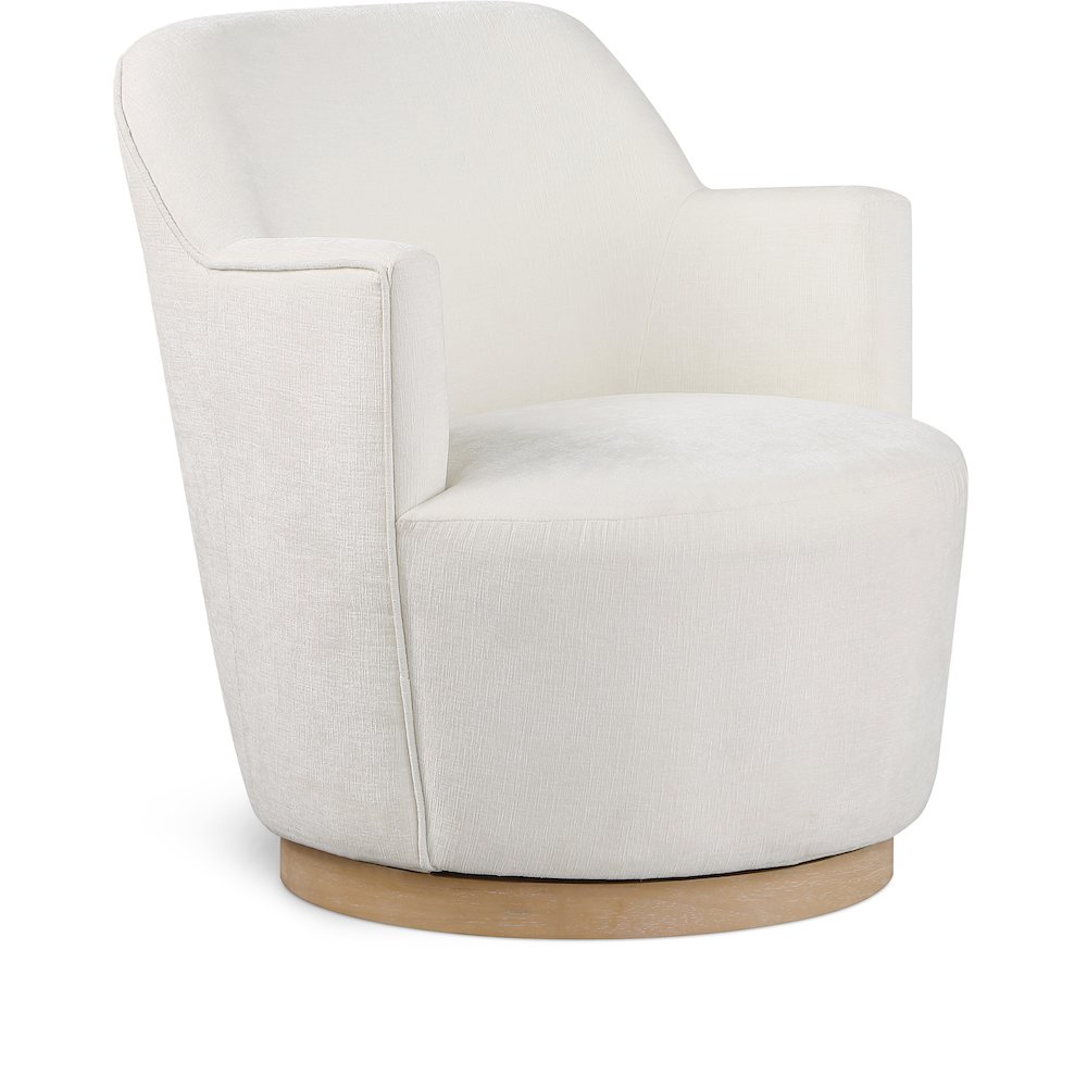 Clarita Cream Chenille Fabric Swivel Accent Chair. Picture 1