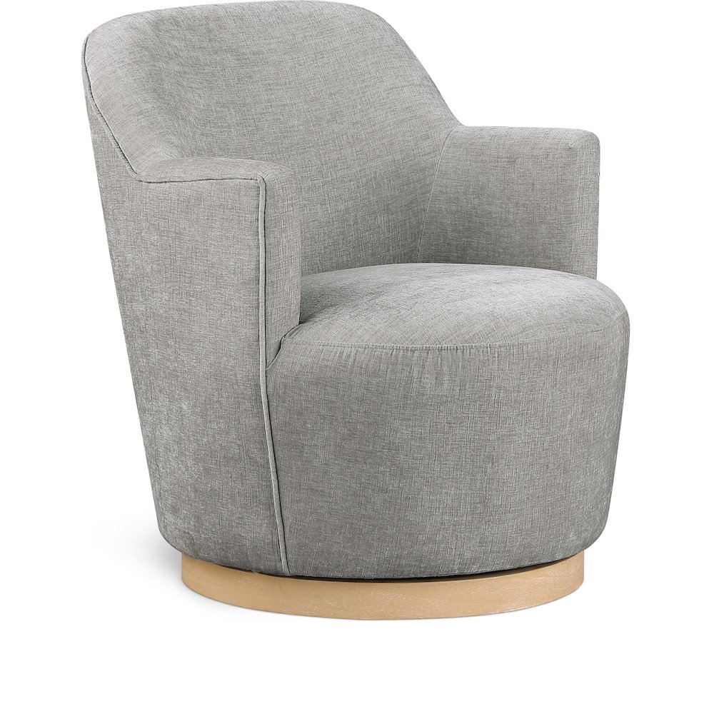 Clarita Light Grey Chenille Fabric Swivel Accent Chair. Picture 1