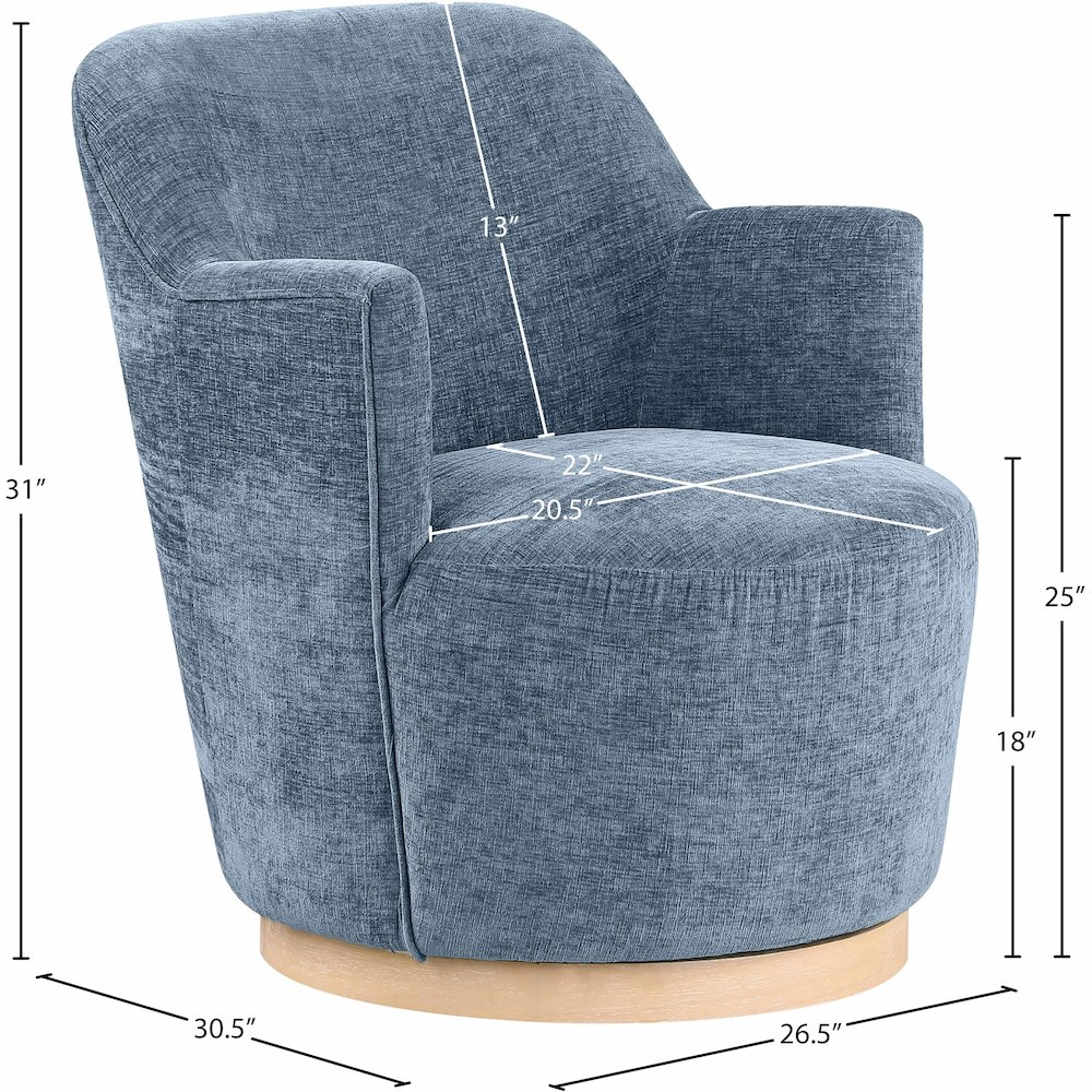 Clarita Light Blue Chenille Fabric Swivel Accent Chair. Picture 7