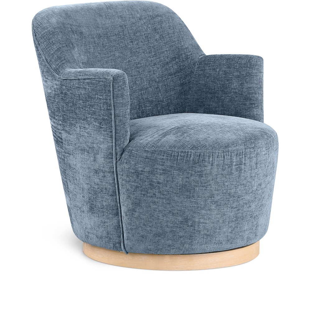 Clarita Light Blue Chenille Fabric Swivel Accent Chair. Picture 1