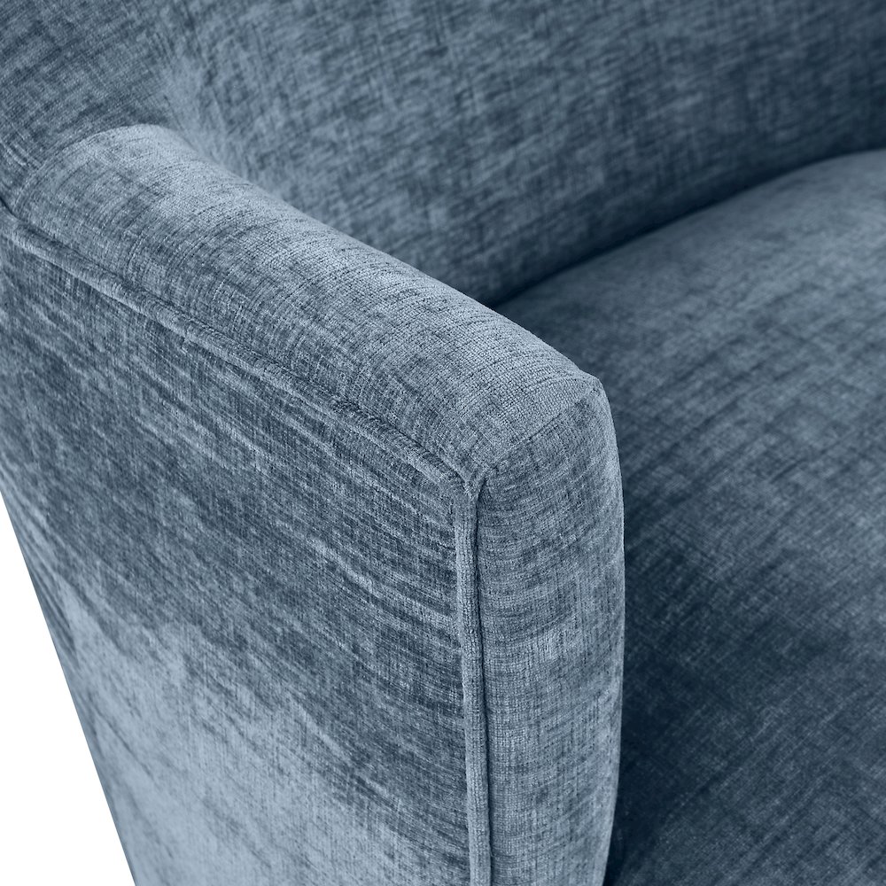 Clarita Light Blue Chenille Fabric Swivel Accent Chair. Picture 6