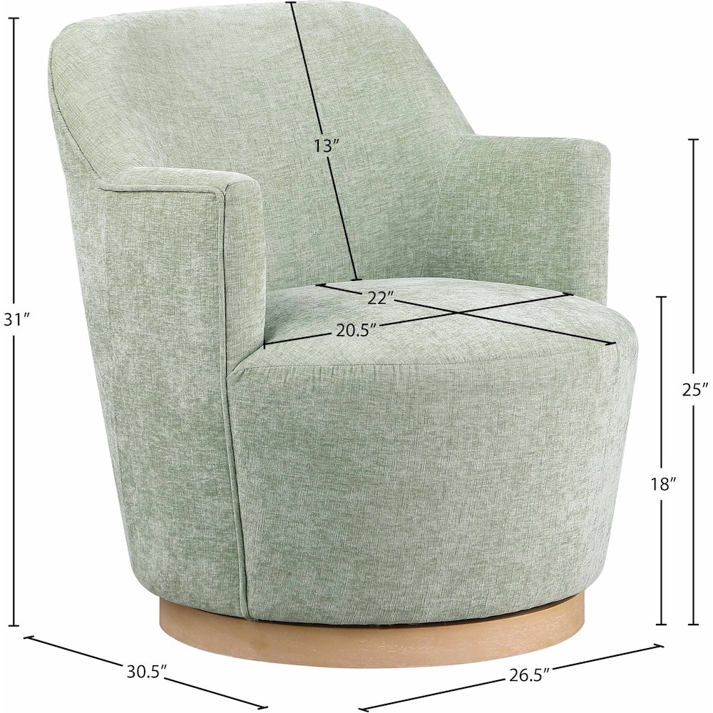 Clarita Mint Chenille Fabric Swivel Accent Chair. Picture 7