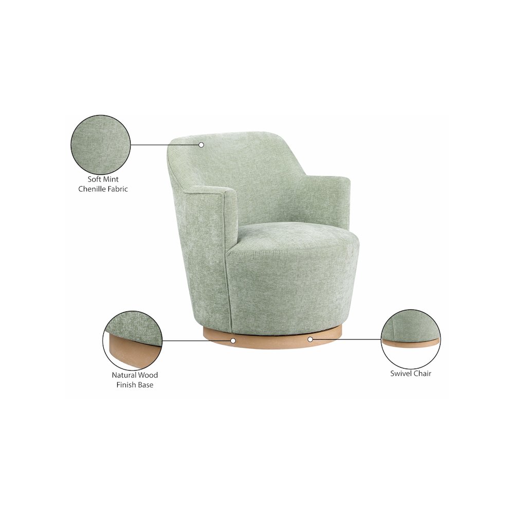 Clarita Mint Chenille Fabric Swivel Accent Chair. Picture 8
