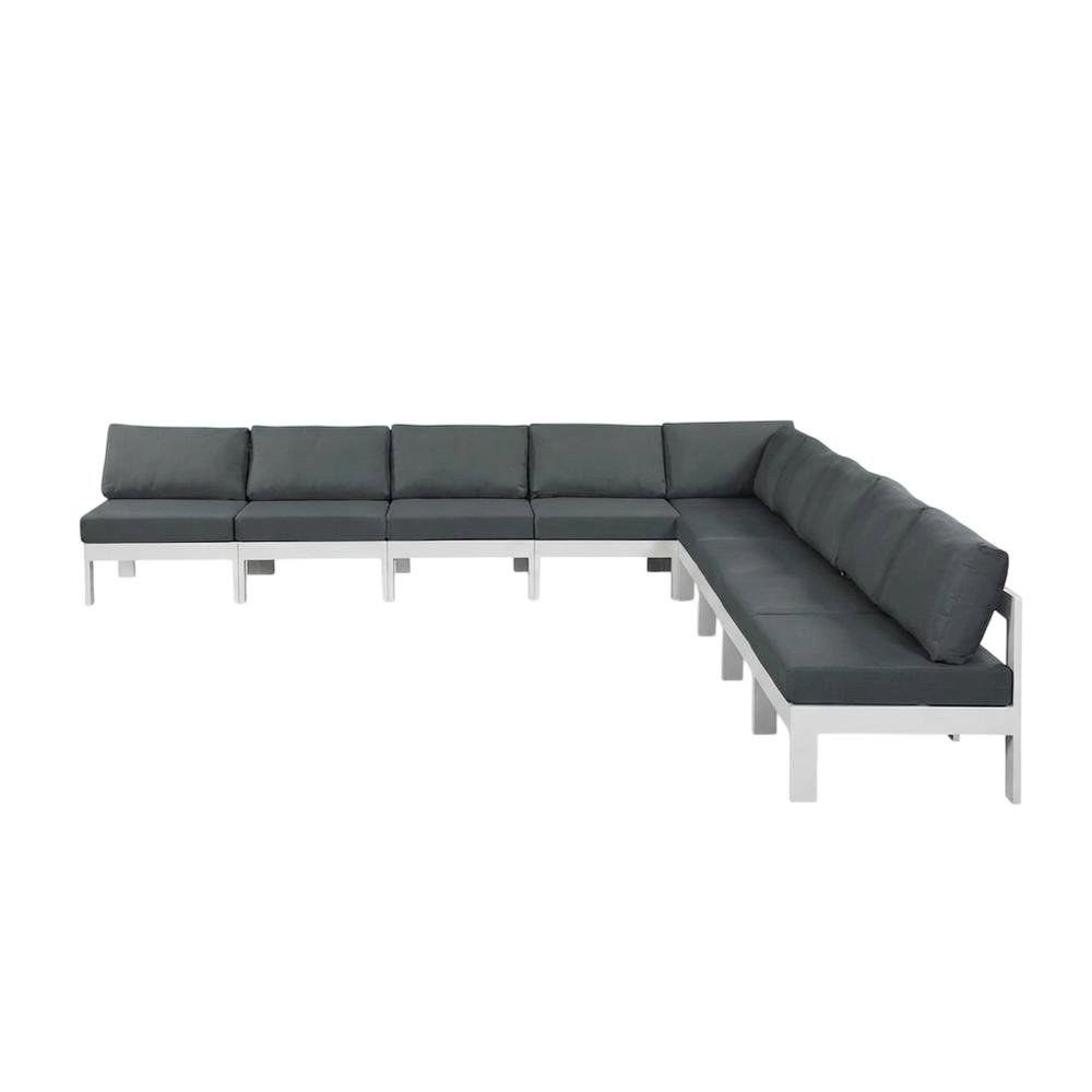 Gray Fabric Outdoor Patio Modular Sectional, Contemporary Design, Relaxing. Picture 1