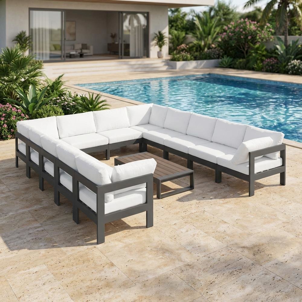 White Fabric Outdoor Modular Sectional With Contemporary Style. Picture 3