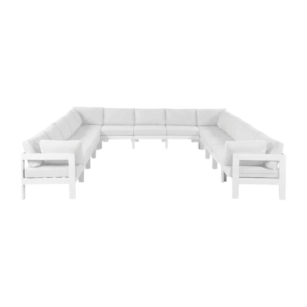 White Fabric Outdoor Patio Modular Sectional With Contemporary Style. Picture 4