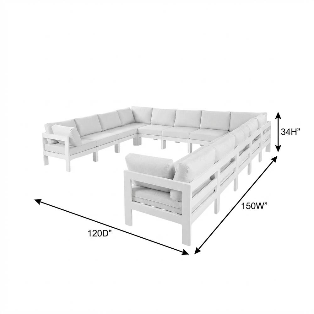 White Fabric Outdoor Patio Modular Sectional, Contemporary Style Relaxing Lounge. Picture 7