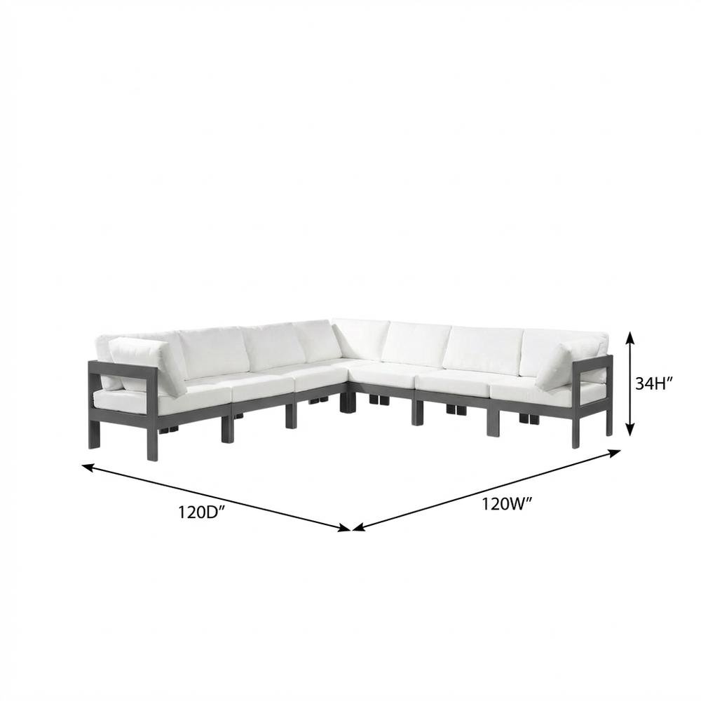 White Fabric Outdoor Patio Modular Sectional With Contemporary Style. Picture 7
