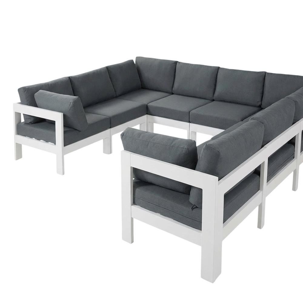 Gray Fabric Outdoor Patio Modular Sectional With Contemporary Style. Picture 1