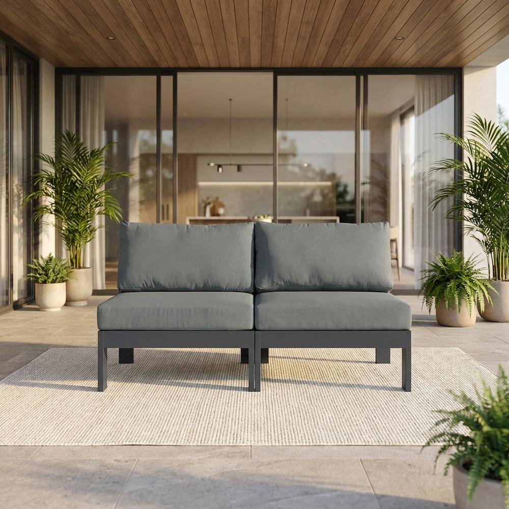Gray Fabric Outdoor Modular Sofa With Contemporary Style And Comfortable Seating. Picture 2