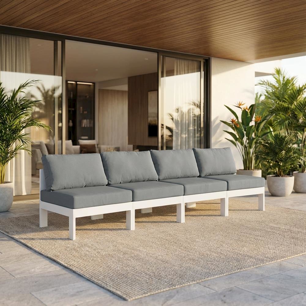 Gray Fabric Outdoor Modular Sofa With Contemporary Style And Cushioned Seating. Picture 2