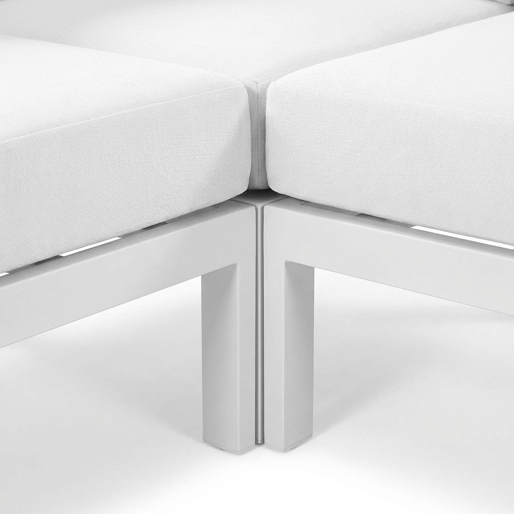 White Fabric Outdoor Patio Modular Sectional With Contemporary Style. Picture 6