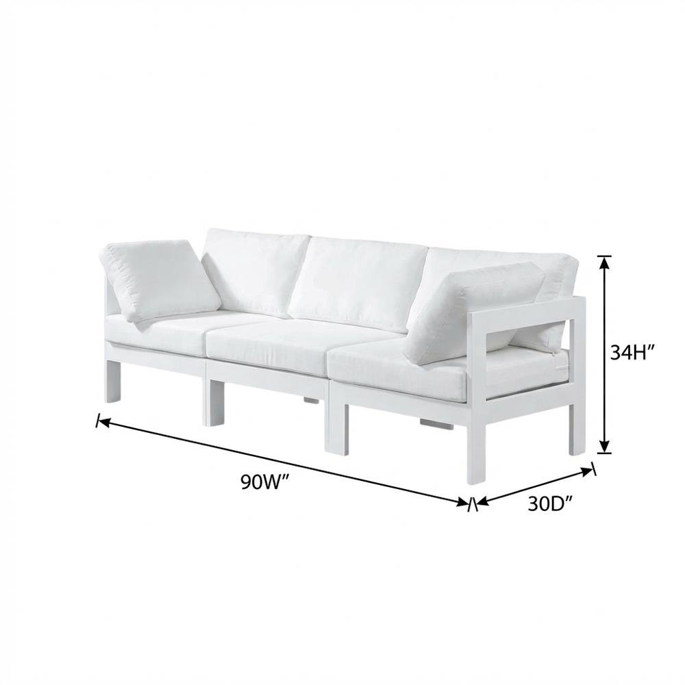 White Fabric Outdoor Modular Sofa With Contemporary Style And Cushioned Seating. Picture 7