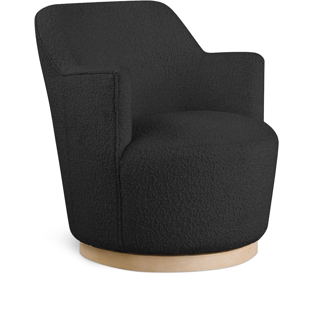 Clarita Black Boucle Fabric Swivel Accent Chair. Picture 1
