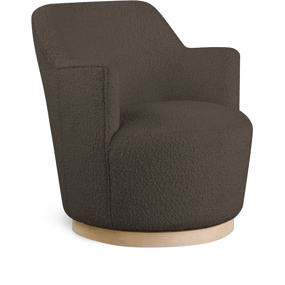 Clarita Brown Boucle Fabric Swivel Accent Chair. Picture 1